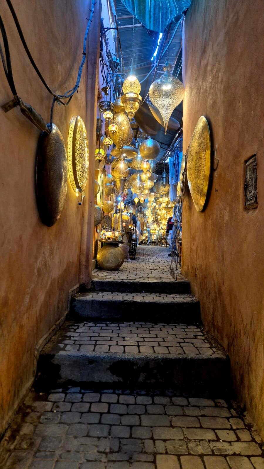 Lantern-lit alleyway in the Marrakesh Medina